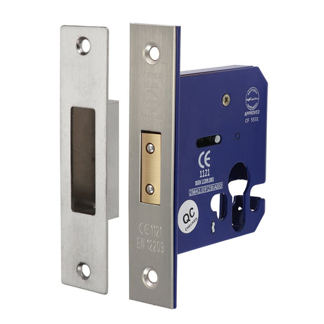 This is an image showing TIMCO Euro Deadlock - Satin Nickel - 78 case / 56.5 backset - 1 Each Box available from T.H Wiggans Ironmongery in Kendal, quick delivery at discounted prices.