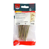 This is an image showing TIMCO Solo Coach Screws - Hex Flange - Yellow - 6.0 x 80 - 10 Pieces TIMpac available from T.H Wiggans Ironmongery in Kendal, quick delivery at discounted prices.