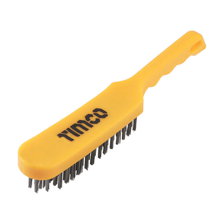 This is an image showing TIMCO Plastic Handle Scratch Brush - Steel - 6 Rows - 1 Each Unit available from T.H Wiggans Ironmongery in Kendal, quick delivery at discounted prices.