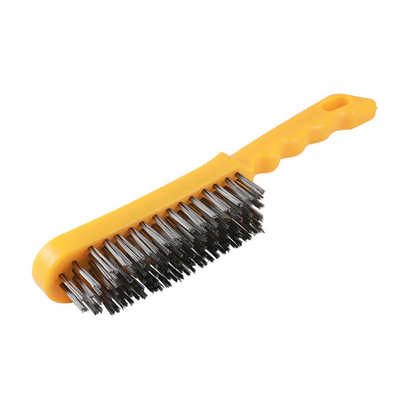 This is an image showing TIMCO Plastic Handle Scratch Brush - Steel - 6 Rows - 1 Each Unit available from T.H Wiggans Ironmongery in Kendal, quick delivery at discounted prices.