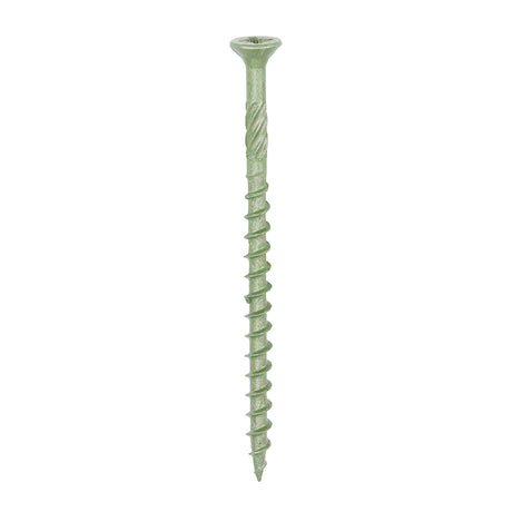 This is an image showing TIMCO Decking Screws - PZ - Double Countersunk - Exterior - Green - 4.5 x 70 - 200 Pieces Box available from T.H Wiggans Ironmongery in Kendal, quick delivery at discounted prices.