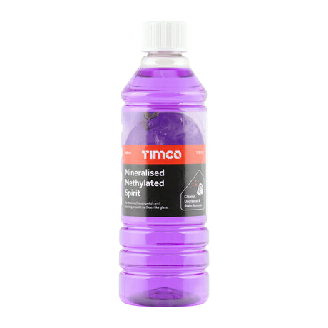 This is an image showing TIMCO Mineralised Methylated Spirit - 500ml - 1 Each Bottle available from T.H Wiggans Ironmongery in Kendal, quick delivery at discounted prices.