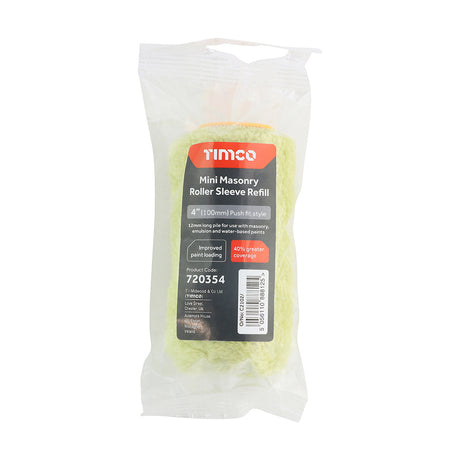 This is an image showing TIMCO Mini Masonry Roller Sleeve Refill 12mm - 4" Long - 1 Each Bag available from T.H Wiggans Ironmongery in Kendal, quick delivery at discounted prices.