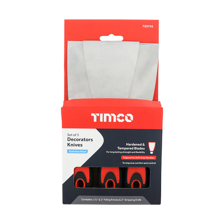 This is an image showing TIMCO Decorators Knives Set - 3pcs - 3 Pieces Box available from T.H Wiggans Ironmongery in Kendal, quick delivery at discounted prices.