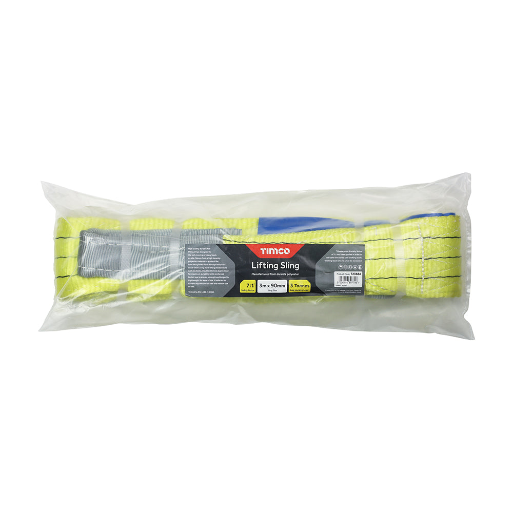 This is an image showing TIMCO Lifting Sling 3000kg / 3 Tonnes - 3m x 90mm - 1 Each Bag available from T.H Wiggans Ironmongery in Kendal, quick delivery at discounted prices.