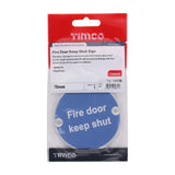 This is an image showing TIMCO Fire Door Keep Shut Sign - Satin Anodised Aluminium - 76mm - 1 Each TIMpac available from T.H Wiggans Ironmongery in Kendal, quick delivery at discounted prices.