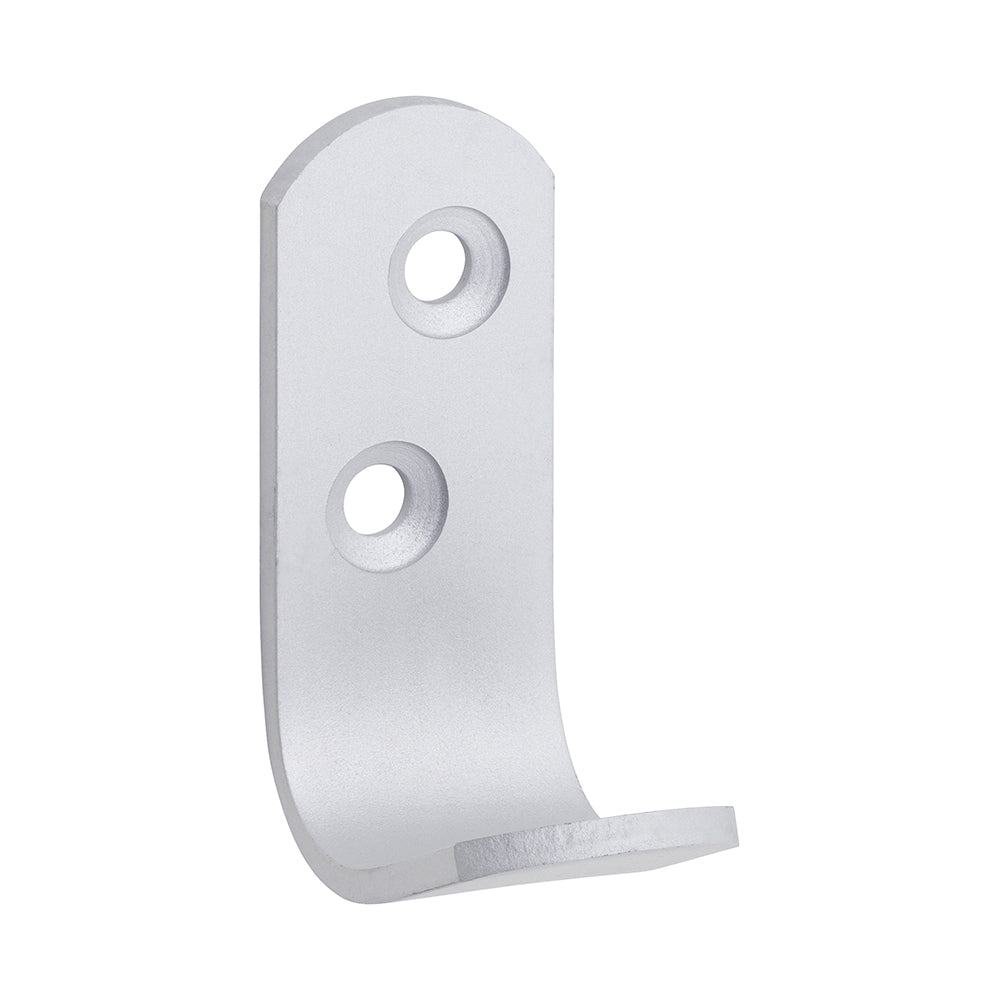 This is an image showing TIMCO Single Robe Hook - Satin Anodised Aluminium - 47 x 19 - 2 Pieces Bag available from T.H Wiggans Ironmongery in Kendal, quick delivery at discounted prices.