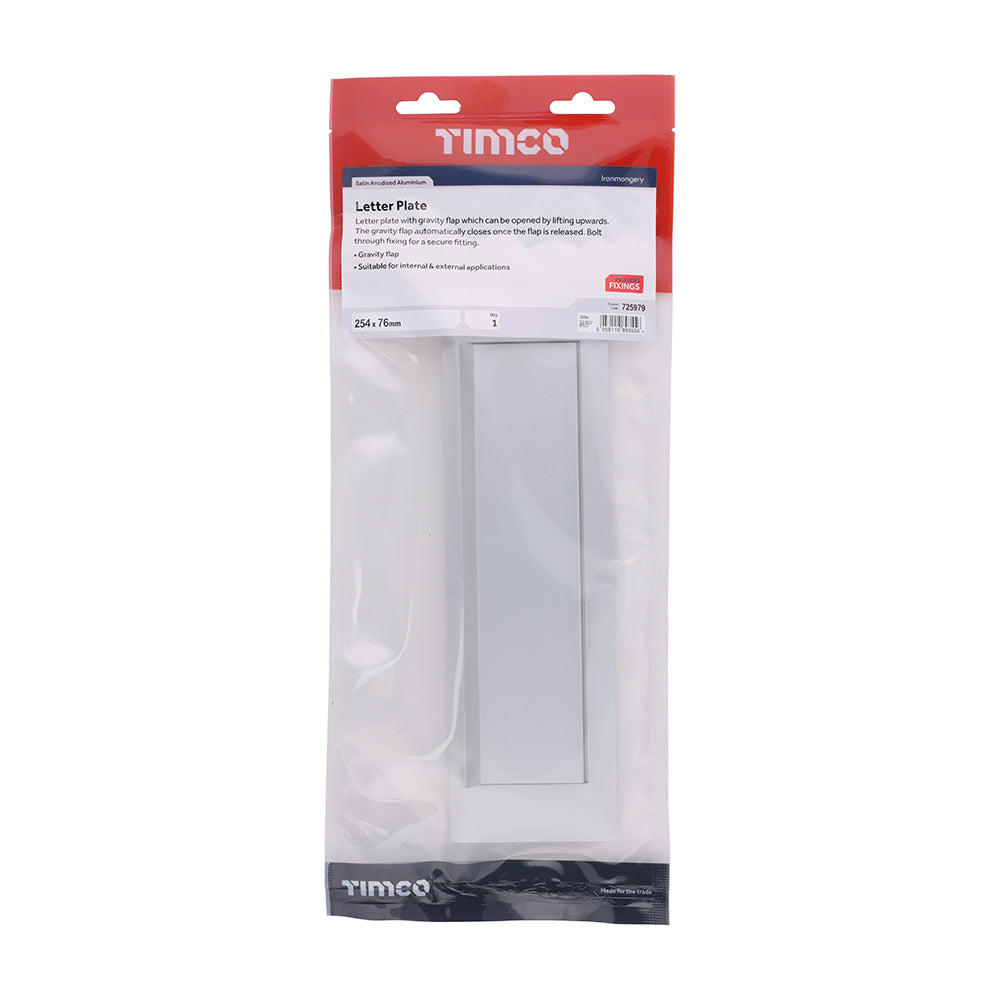 This is an image showing TIMCO Letter Plate - Satin Anodised Aluminium - 254 x 76 - 1 Each TIMbag available from T.H Wiggans Ironmongery in Kendal, quick delivery at discounted prices.