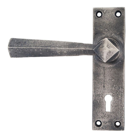 This is an image of From The Anvil - Antique Pewter Straight Lever Lock Set available to order from T.H Wiggans Architectural Ironmongery in Kendal, quick delivery and discounted prices.