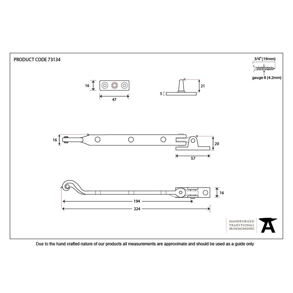 This is an image showing From The Anvil - Black 8" Rosehead Stay available from T.H Wiggans Architectural Ironmongery in Kendal, quick delivery and discounted prices