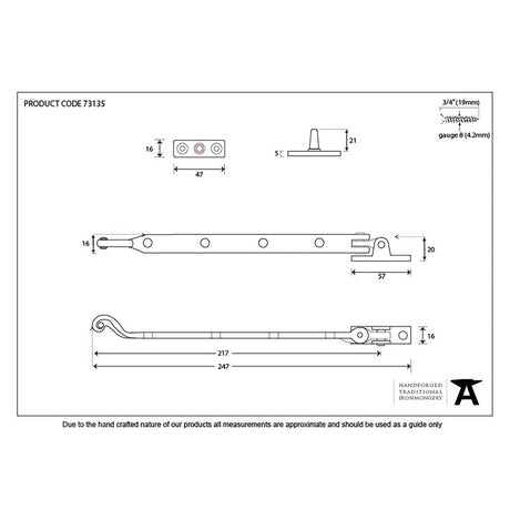 This is an image showing From The Anvil - Black 9" Rosehead Stay available from T.H Wiggans Architectural Ironmongery in Kendal, quick delivery and discounted prices