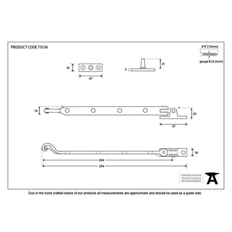 This is an image showing From The Anvil - Black 11" Rosehead Stay available from T.H Wiggans Architectural Ironmongery in Kendal, quick delivery and discounted prices