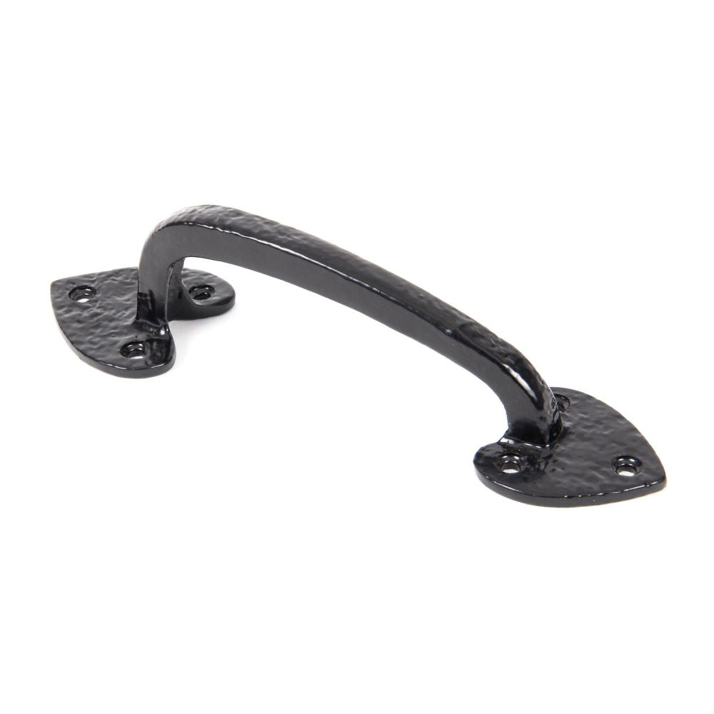 This is an image showing From The Anvil - Black Cast 8" Gothic Pull Handle available from T.H Wiggans Architectural Ironmongery in Kendal, quick delivery and discounted prices