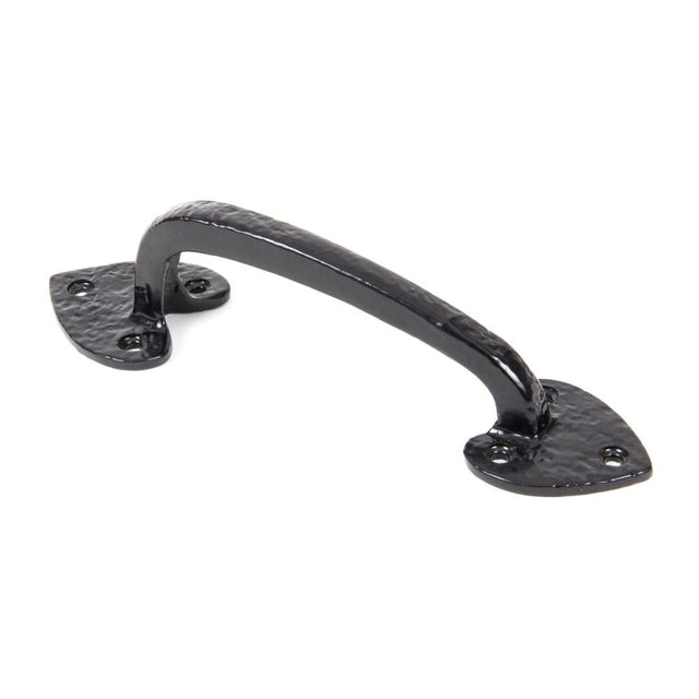 This is an image showing From The Anvil - Black Cast 8" Gothic Pull Handle available from T.H Wiggans Architectural Ironmongery in Kendal, quick delivery and discounted prices