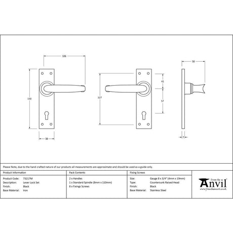 This is an image showing From The Anvil - Black Lever Lock Set available from trade door handles, quick delivery and discounted prices