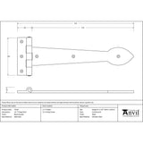 This is an image showing From The Anvil - Black Smooth 12" Cast T Hinge (pair) available from T.H Wiggans Architectural Ironmongery, quick delivery and discounted prices