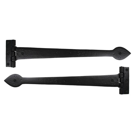 This is an image showing From The Anvil - Black Smooth 18" Cast T Hinge (pair) available from T.H Wiggans Architectural Ironmongery, quick delivery and discounted prices