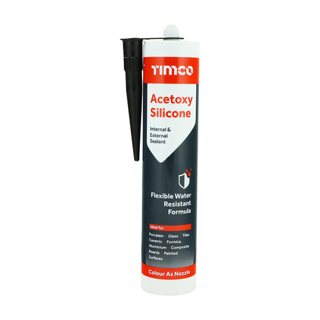 This is an image showing TIMCO Acetoxy Silicone – Black - 300ml - 1 Each Cartridge available from T.H Wiggans Ironmongery in Kendal, quick delivery at discounted prices.