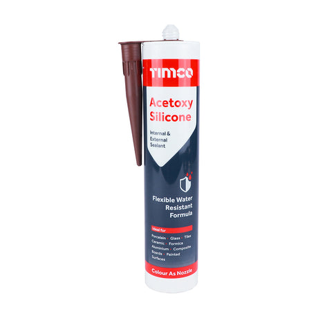 This is an image showing TIMCO Acetoxy Silicone – Brown - 300ml - 1 Each Cartridge available from T.H Wiggans Ironmongery in Kendal, quick delivery at discounted prices.