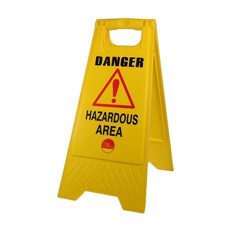 This is an image showing TIMCO A-Frame Safety Sign - Danger Hazardous Area - 610 x 300 x 30 - 1 Each Bag available from T.H Wiggans Ironmongery in Kendal, quick delivery at discounted prices.