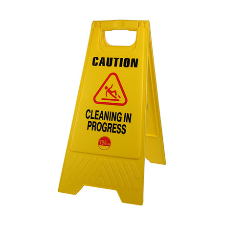 This is an image showing TIMCO A-Frame Safety Sign - Caution Cleaning in Progress - 610 x 300 x 30 - 1 Each Bag available from T.H Wiggans Ironmongery in Kendal, quick delivery at discounted prices.