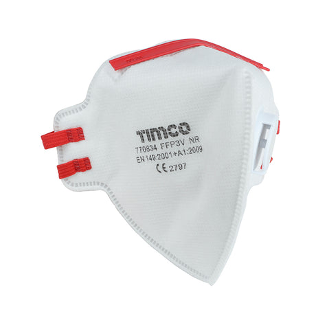 This is an image showing TIMCO FFP3 Fold Flat Masks with Valve - One Size - 3 Pieces Bag available from T.H Wiggans Ironmongery in Kendal, quick delivery at discounted prices.