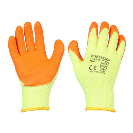 This is an image showing TIMCO Eco-Grip Gloves - Crinkle Latex Coated Polycotton - Medium - 1 Each Backing Card available from T.H Wiggans Ironmongery in Kendal, quick delivery at discounted prices.