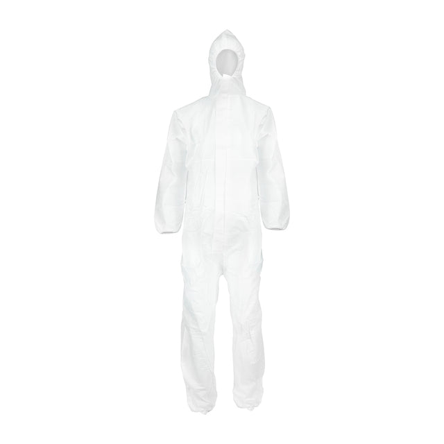This is an image showing TIMCO Cat III Type 5/6 Coverall - High Risk Protection - White - Medium - 1 Each Bag available from T.H Wiggans Ironmongery in Kendal, quick delivery at discounted prices.