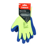 This is an image showing TIMCO Warm Grip Gloves - Crinkle Latex Coated Polyester - Large - 1 Each Backing Card available from T.H Wiggans Ironmongery in Kendal, quick delivery at discounted prices.