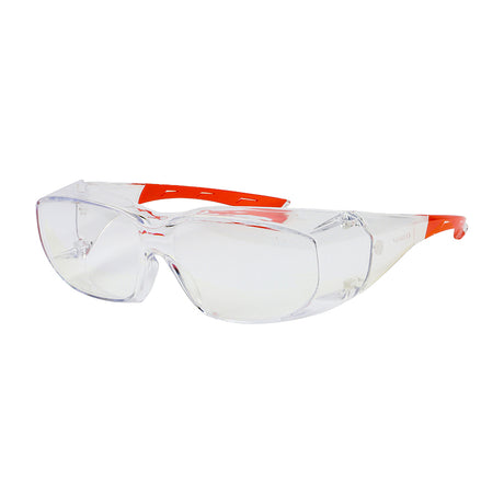 This is an image showing TIMCO Slimfit Overspecs Safety Glasses - Clear - One Size - 1 Each Bag available from T.H Wiggans Ironmongery in Kendal, quick delivery at discounted prices.