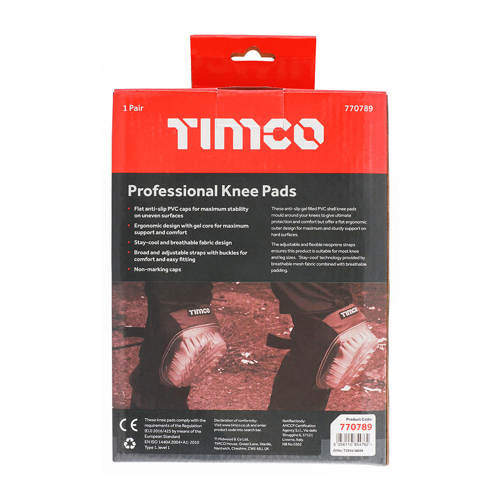 This is an image showing TIMCO Professional Knee Pads - One Size - 1 Each Box available from T.H Wiggans Ironmongery in Kendal, quick delivery at discounted prices.
