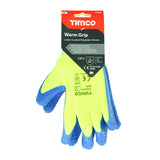 This is an image showing TIMCO Warm Grip Gloves - Crinkle Latex Coated Polyester - Medium - 1 Each Backing Card available from T.H Wiggans Ironmongery in Kendal, quick delivery at discounted prices.