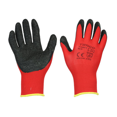 This is an image showing TIMCO Light Grip Gloves - Crinkle Latex Coated Polyester - Medium - 1 Each Backing Card available from T.H Wiggans Ironmongery in Kendal, quick delivery at discounted prices.
