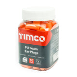 This is an image showing TIMCO PU Foam Ear Plugs - One Size - 50 Pieces Jar available from T.H Wiggans Ironmongery in Kendal, quick delivery at discounted prices.