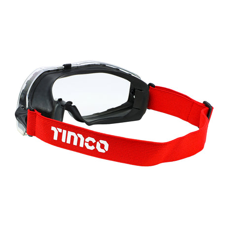 This is an image showing TIMCO Sports Style Safety Goggles - Clear - Clear - 1 Each Box available from T.H Wiggans Ironmongery in Kendal, quick delivery at discounted prices.