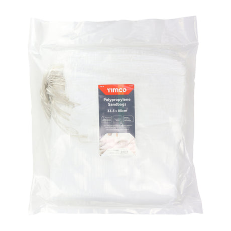 This is an image showing TIMCO PP Sandbags - White - 33.5 x 80cm - 50 Pieces Bag available from T.H Wiggans Ironmongery in Kendal, quick delivery at discounted prices.