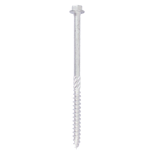 This is an image showing TIMCO Heavy Duty Timber Screws - Hex - Exterior - Silver - 8.0 x 100 - 10 Pieces TIMbag available from T.H Wiggans Ironmongery in Kendal, quick delivery at discounted prices.