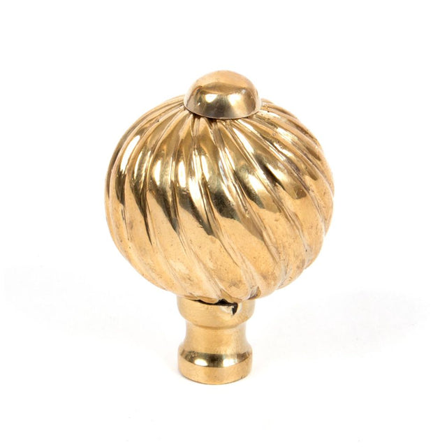 This is an image showing From The Anvil - Polished Brass Spiral Cabinet Knob - Small available from T.H Wiggans Architectural Ironmongery in Kendal, quick delivery and discounted prices