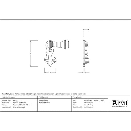 This is an image showing From The Anvil - Rosewood Beehive Escutcheon available from trade door handles, quick delivery and discounted prices