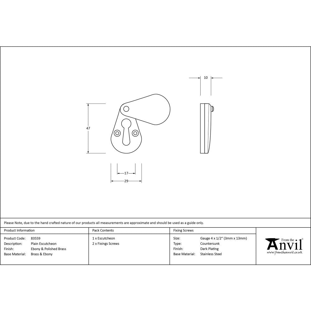 This is an image showing From The Anvil - Ebony Plain Escutcheon available from trade door handles, quick delivery and discounted prices