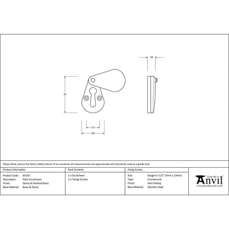 This is an image showing From The Anvil - Ebony Plain Escutcheon available from trade door handles, quick delivery and discounted prices