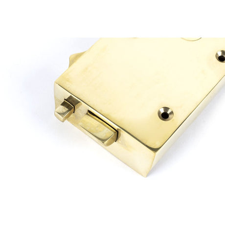 This is an image showing From The Anvil - Polished Brass Right Hand Bathroom Latch available from T.H Wiggans Architectural Ironmongery in Kendal, quick delivery and discounted prices