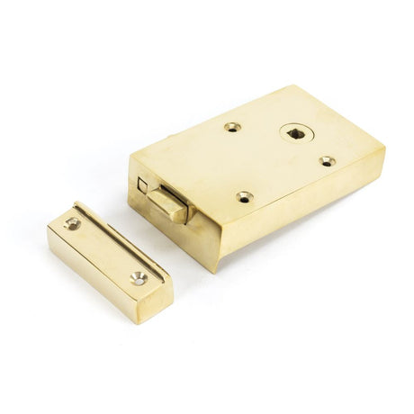This is an image showing From The Anvil - Polished Brass Right Hand Bathroom Latch available from T.H Wiggans Architectural Ironmongery in Kendal, quick delivery and discounted prices