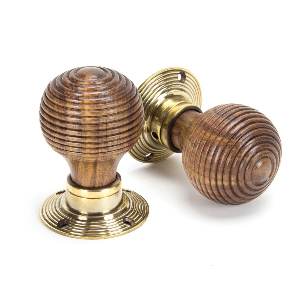 This is an image of From The Anvil - Rosewood & Aged Brass Beehive Mortice/Rim Knob Set available to order from T.H Wiggans Architectural Ironmongery in Kendal, quick delivery and discounted prices.