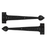 This is an image showing From The Anvil - Black Textured 16" Cast T Hinge (pair) available from T.H Wiggans Architectural Ironmongery, quick delivery and discounted prices