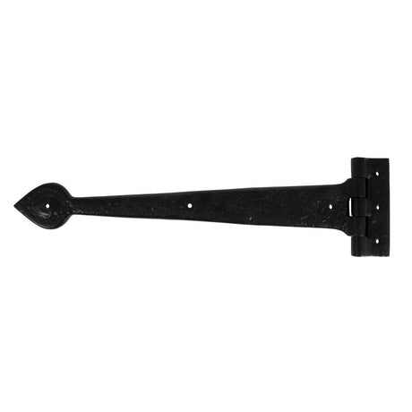 This is an image showing From The Anvil - Black Textured 16" Cast T Hinge (pair) available from T.H Wiggans Architectural Ironmongery in Kendal, quick delivery and discounted prices