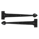 This is an image showing From The Anvil - Black Textured 18" Cast T Hinge (pair) available from T.H Wiggans Architectural Ironmongery, quick delivery and discounted prices