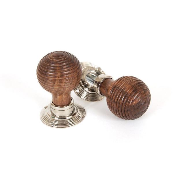 This is an image of From The Anvil - Rosewood and PN Beehive Mortice/Rim Knob Set available to order from T.H Wiggans Architectural Ironmongery in Kendal, quick delivery and discounted prices.