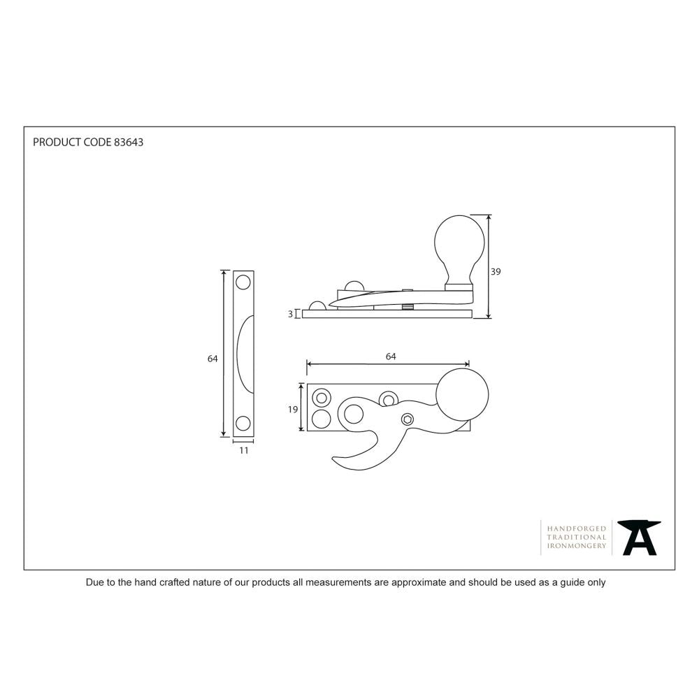 This is an image showing From The Anvil - Antique Pewter Sash Hook Fastener available from T.H Wiggans Architectural Ironmongery in Kendal, quick delivery and discounted prices