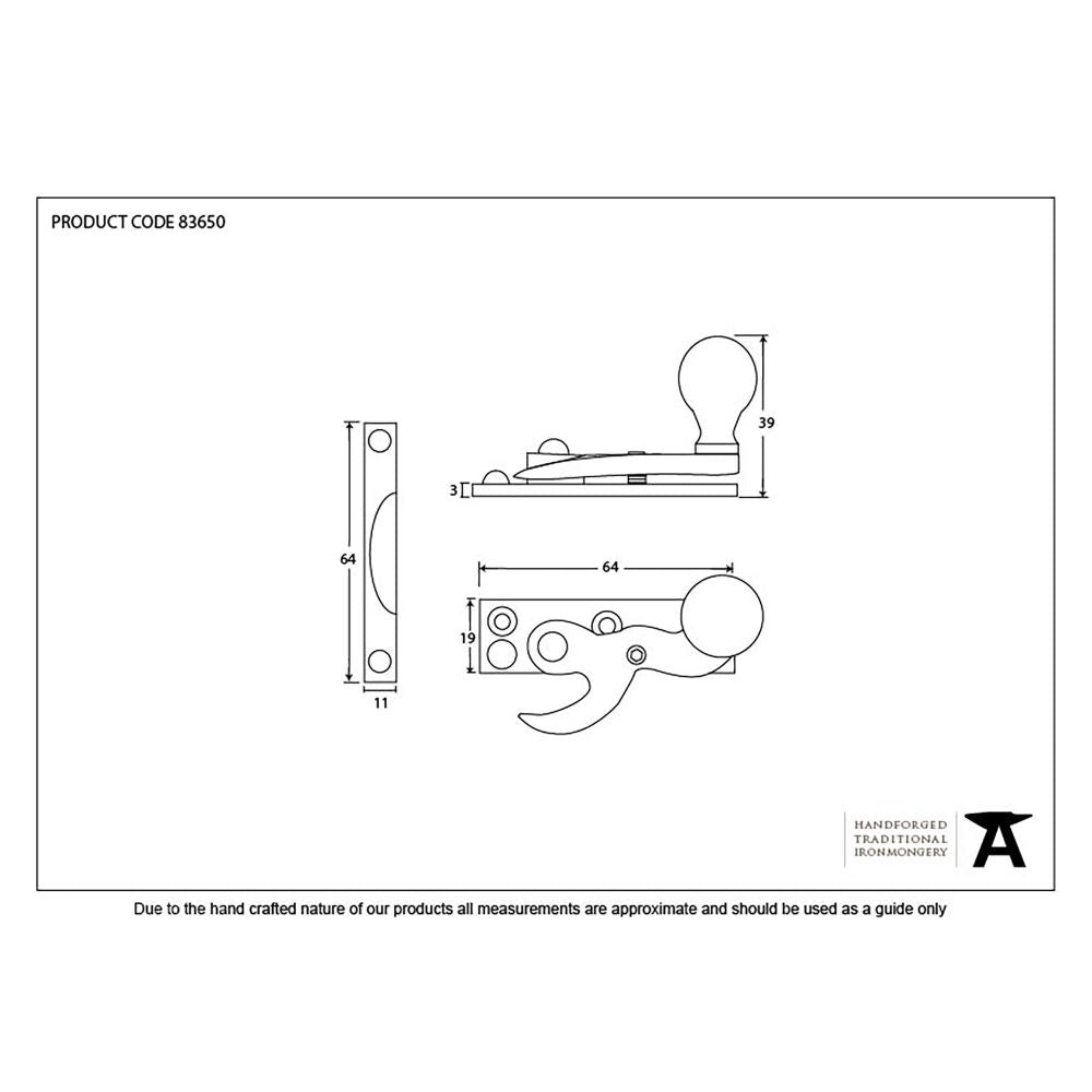 This is an image showing From The Anvil - Beeswax Sash Hook Fastener available from T.H Wiggans Architectural Ironmongery in Kendal, quick delivery and discounted prices